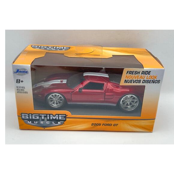 Jada Big Time Muscle 2005 Ford GT Diecast Fresh Ride White Red NIB 1:24 Scale - Picture 1 of 5